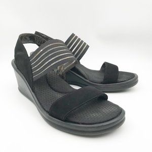 SKECHERS Cali Rumblers Sci-Fi Black Wedge Sandals Women 10 Summer Dressy